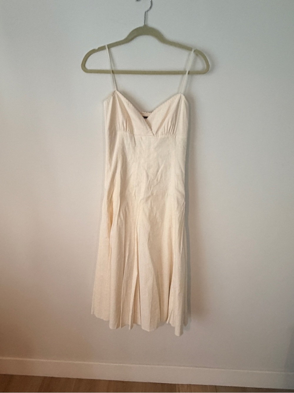 Elie Tahari Cream Spaghetti Strap Midi Dress